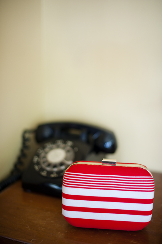 ila red striped handbag