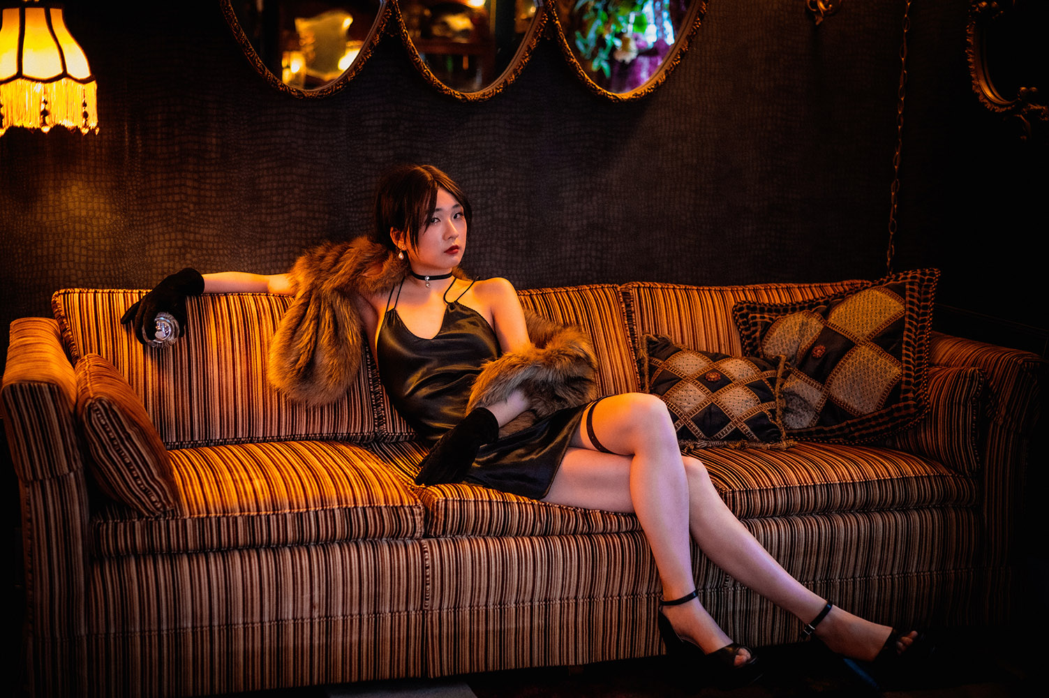 Asian girl on couch