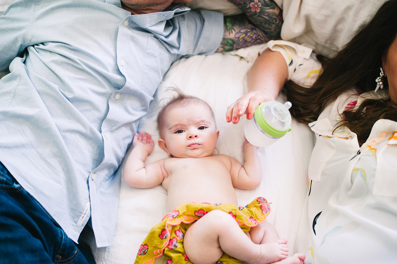 a baby that has just been fed a bottle